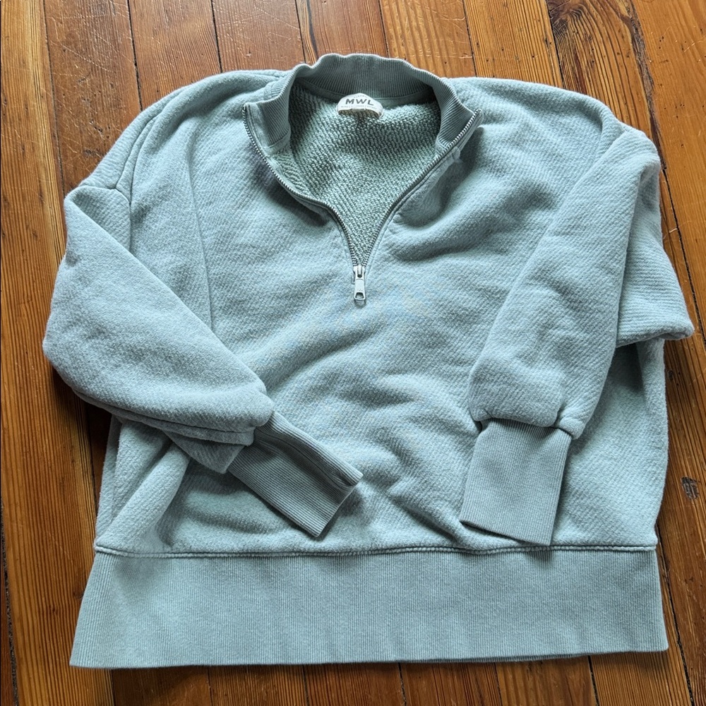 Madewell Seafoam Quarter-Zip Sweatshirt, oversized